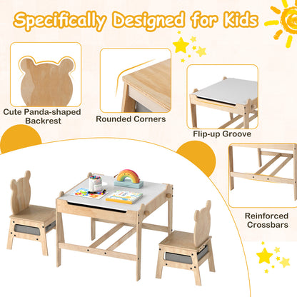 Kids Table and Chairs Set with Reversible Whiteboard-Panda-shaped Kids Table & Chair Sets at Gallery Canada