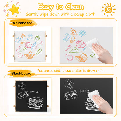 Kids Table and Chairs Set with Reversible Whiteboard-Panda-shaped Kids Table & Chair Sets at Gallery Canada