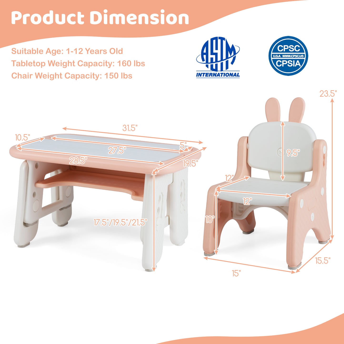 Kids Table and Chair Set with Flip-Top Bookshelf, Pink Kids Table & Chair Sets at Gallery Canada