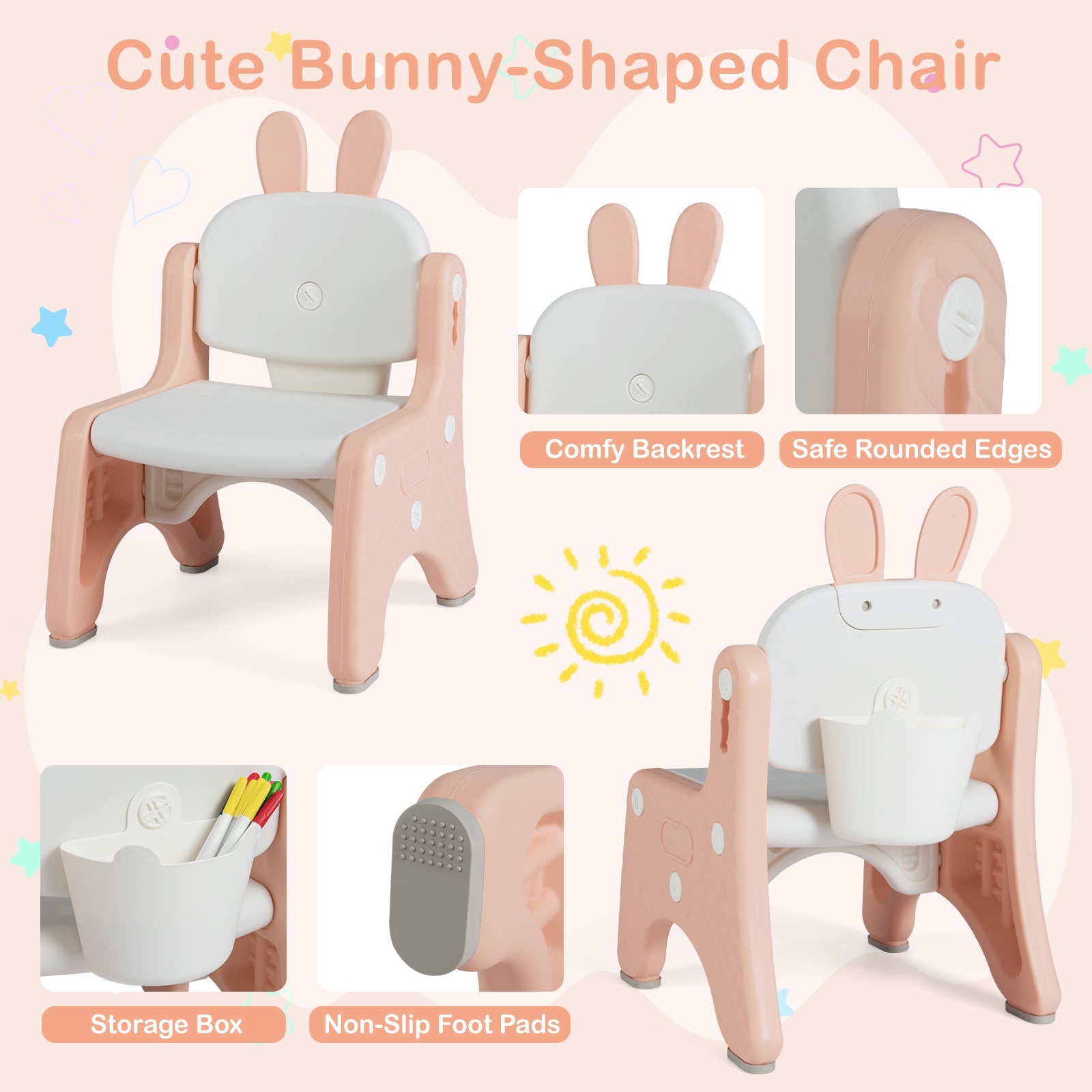 Kids Table and Chair Set with Flip-Top Bookshelf, Pink Kids Table & Chair Sets at Gallery Canada