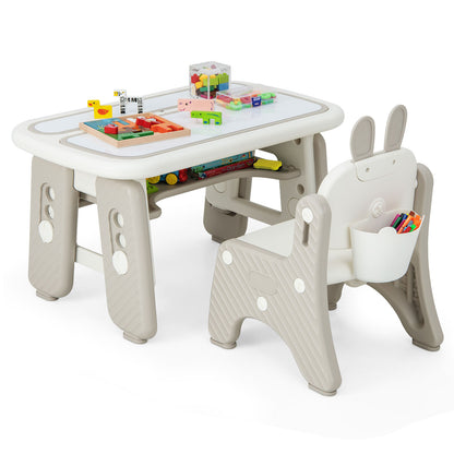 Kids Table And Chair Set With Flip-Top Bookshelf, Gray Kids Table & Chair Sets at Gallery Canada