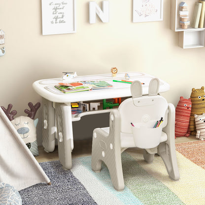 Kids Table And Chair Set With Flip-Top Bookshelf, Gray Kids Table & Chair Sets at Gallery Canada