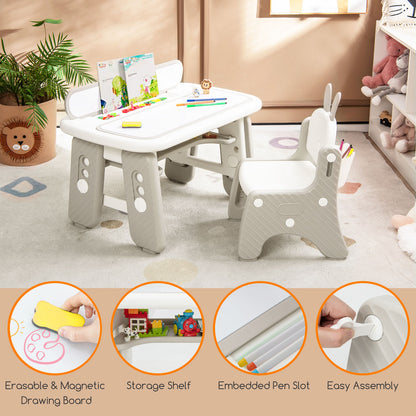 Kids Table And Chair Set With Flip-Top Bookshelf, Gray Kids Table & Chair Sets at Gallery Canada