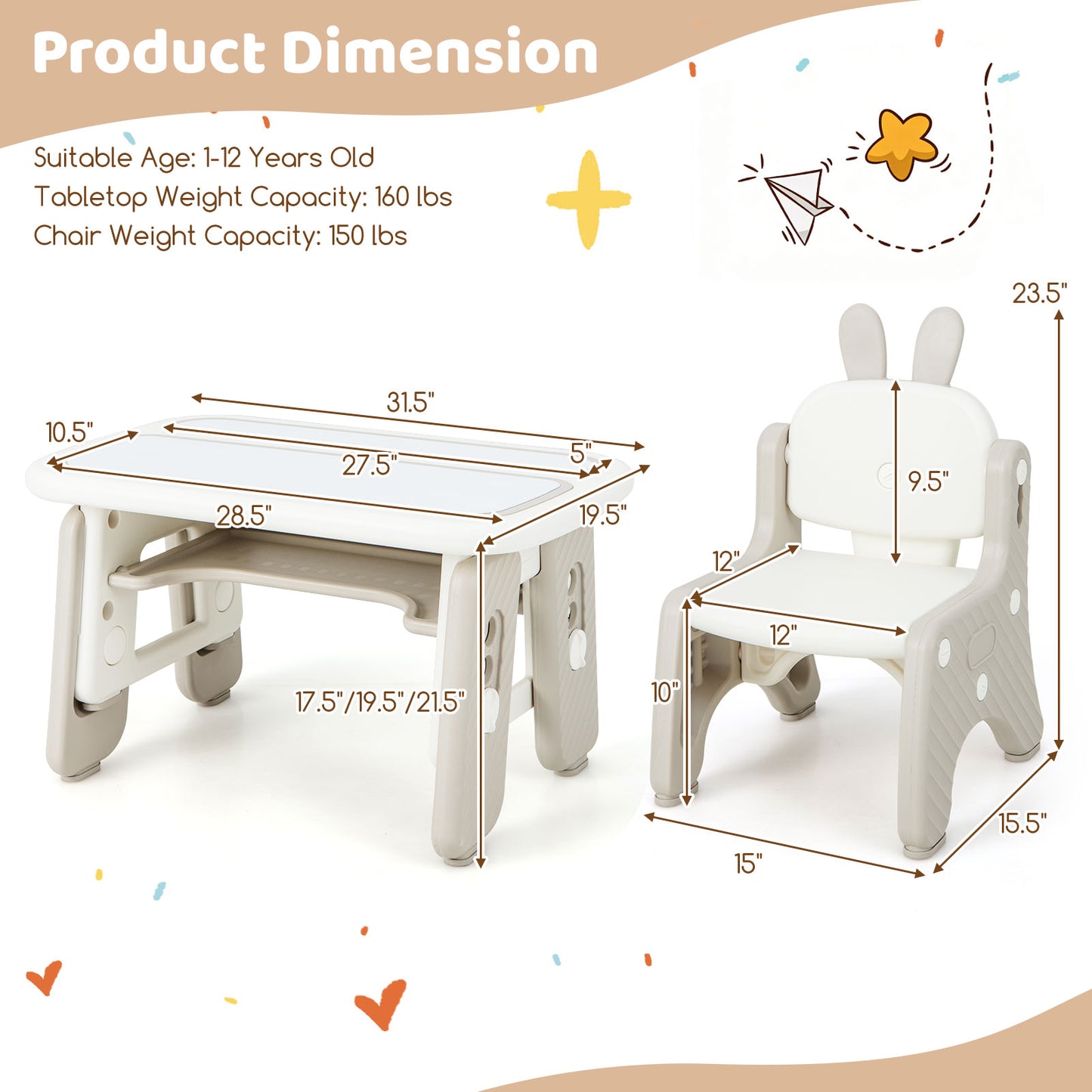 Kids Table And Chair Set With Flip-Top Bookshelf, Gray Kids Table & Chair Sets at Gallery Canada