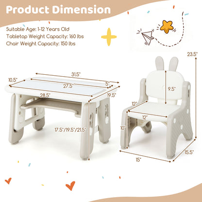 Kids Table And Chair Set With Flip-Top Bookshelf, Gray Kids Table & Chair Sets at Gallery Canada