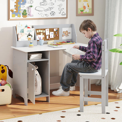 Kids Table and Chair Set, Bookshelf, Cabinet, Gray