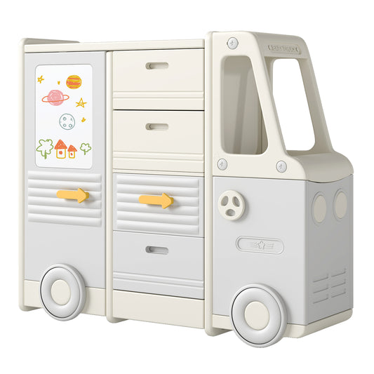 Kids Toy Storage Organizer Bus, 4 Drawers, Gray