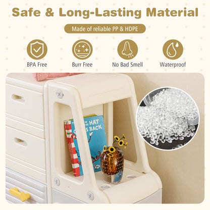 Kids Toy Storage Organizer Bus-shaped Children Cabinet with 4 Pull-out Drawers with Handles, Gray Kids Storage at Gallery Canada