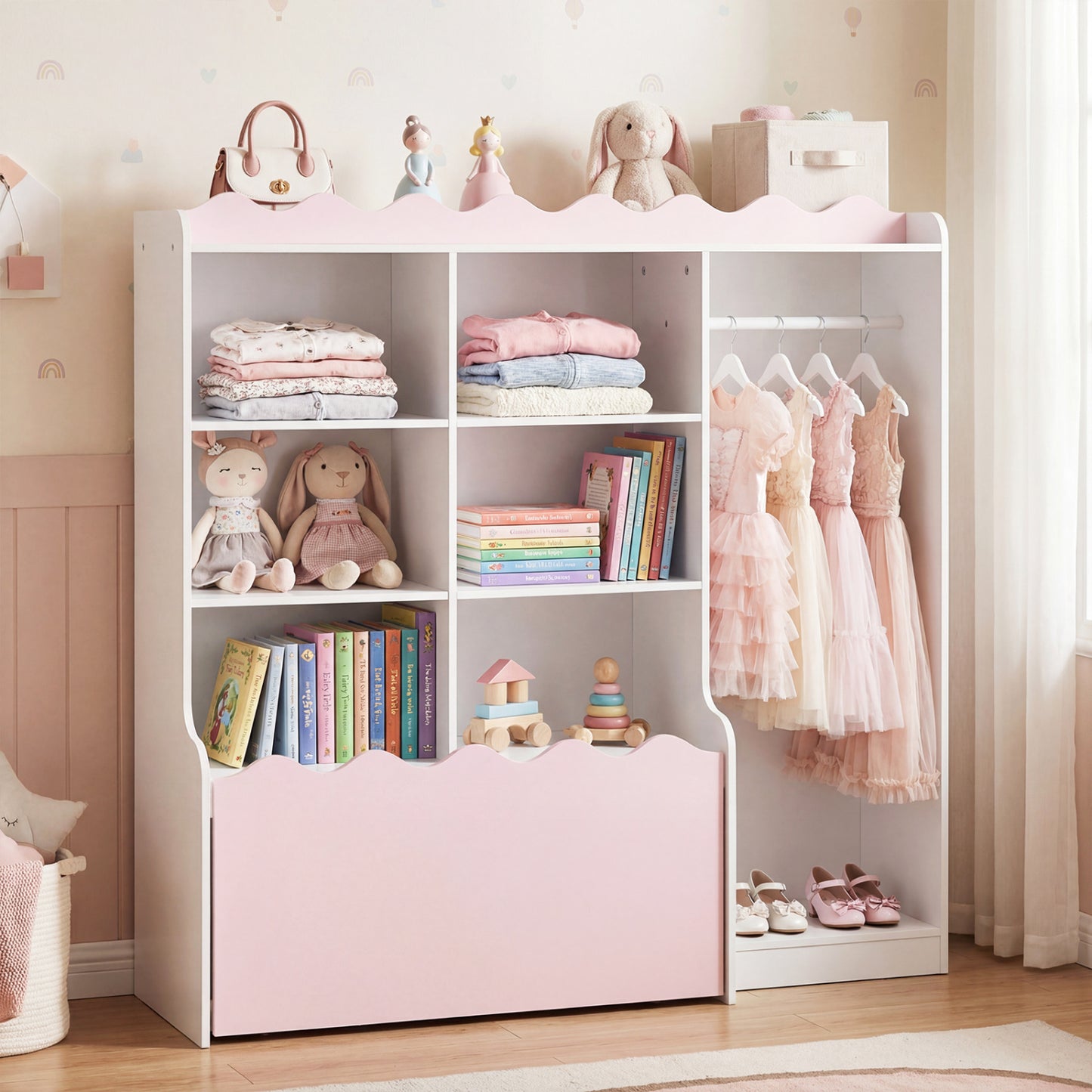 Kids Toy Storage Organizer, Dress Up Closet Wardrobe With Clothing Rack, Pink Kids Storage at Gallery Canada