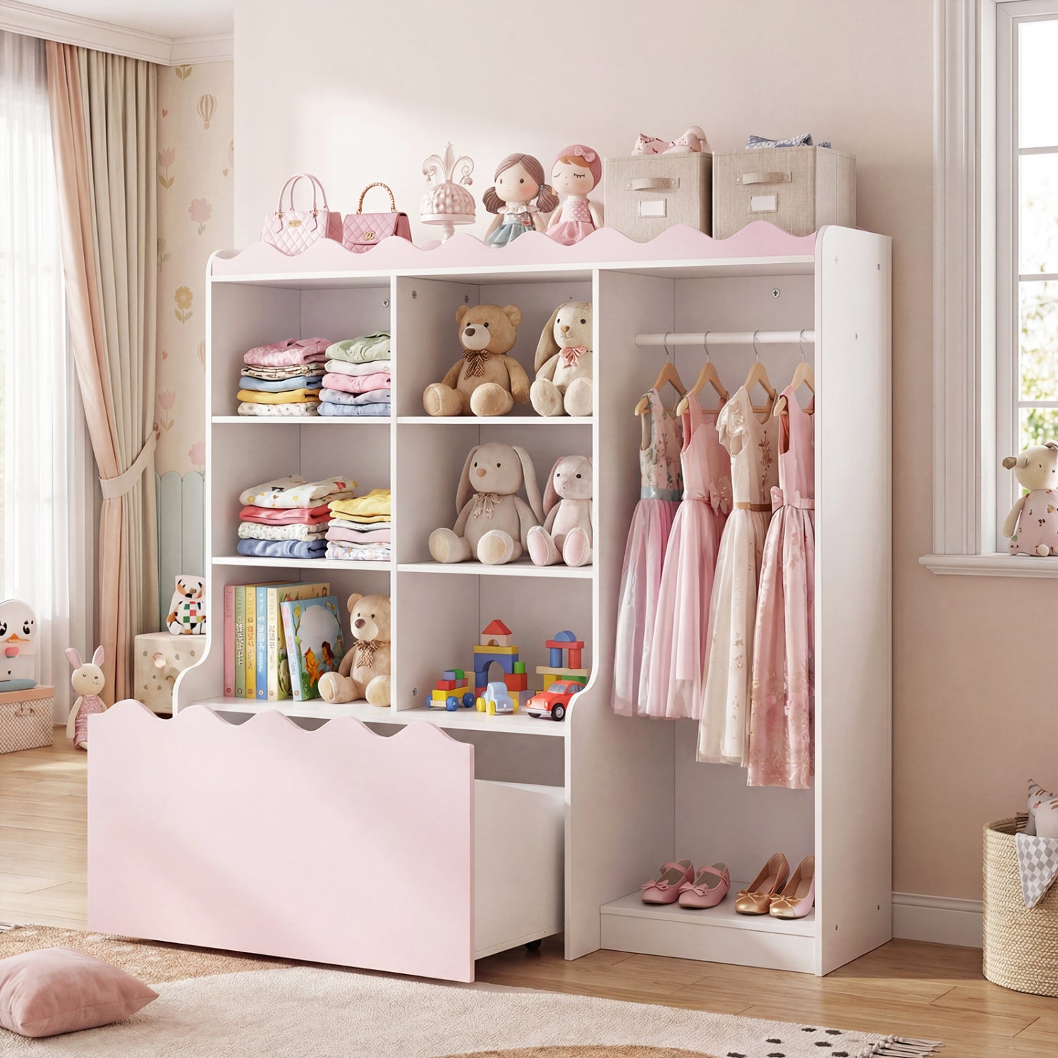Kids Toy Storage Organizer, Dress Up Closet Wardrobe With Clothing Rack, Pink Kids Storage at Gallery Canada