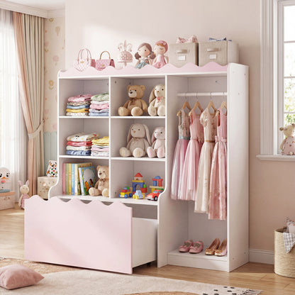 Kids Toy Storage Organizer, Dress Up Closet Wardrobe With Clothing Rack, Pink Kids Storage at Gallery Canada