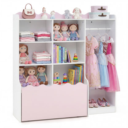 Kids Toy Storage Organizer, Dress Up Closet Wardrobe With Clothing Rack, Pink Kids Storage Pink at Gallery Canada