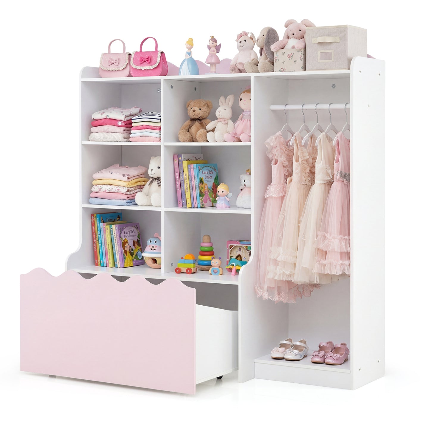Kids Toy Storage Organizer, Dress Up Closet Wardrobe With Clothing Rack, Pink Kids Storage at Gallery Canada