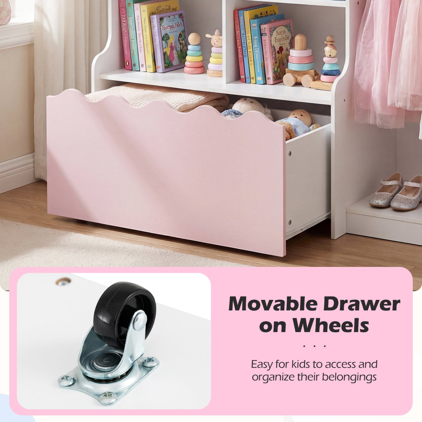 Kids Toy Storage Organizer, Dress Up Closet Wardrobe With Clothing Rack, Pink Kids Storage at Gallery Canada