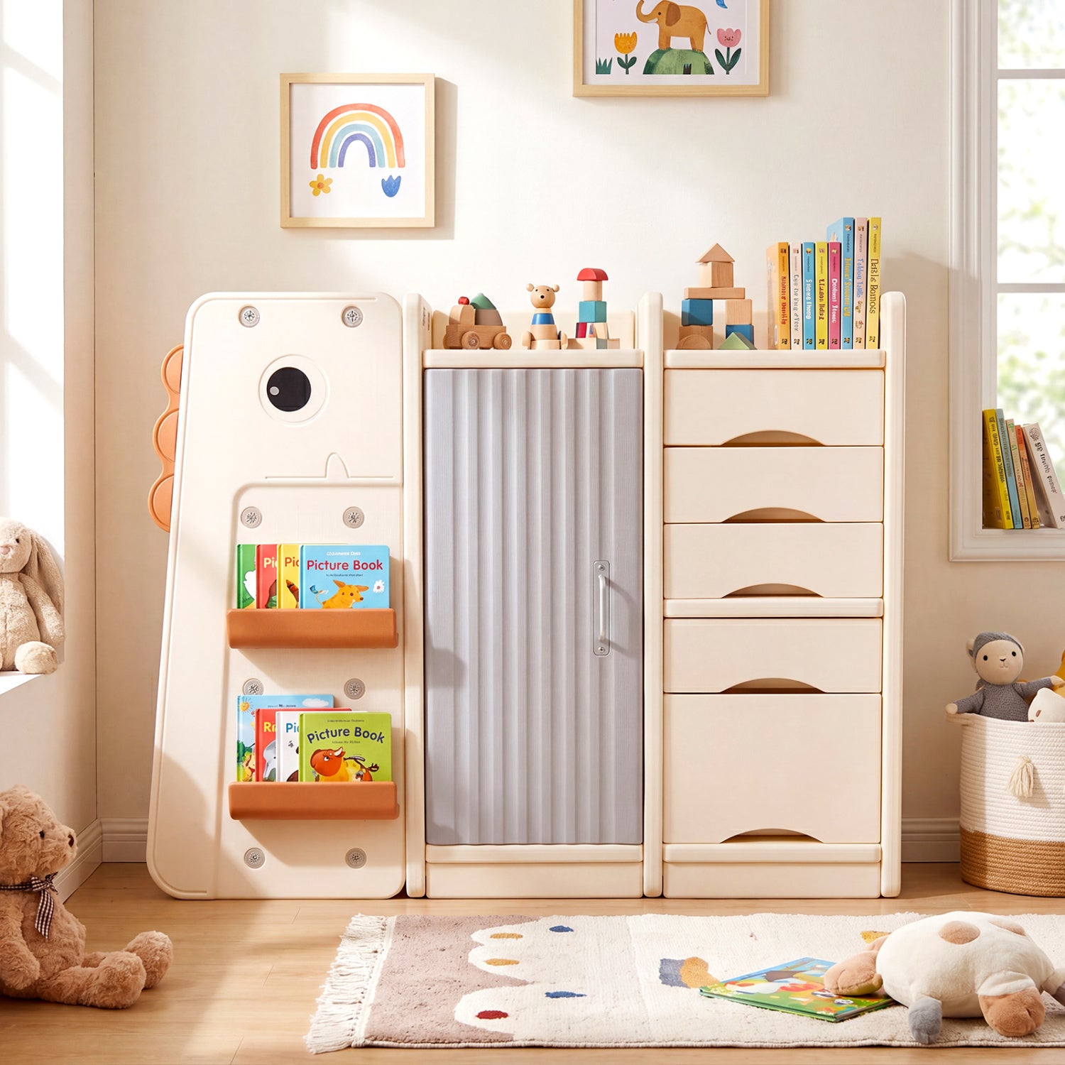 Kids Toy Storage Organizer, 5 Removable Bins, Beige Kids Storage at Gallery Canada