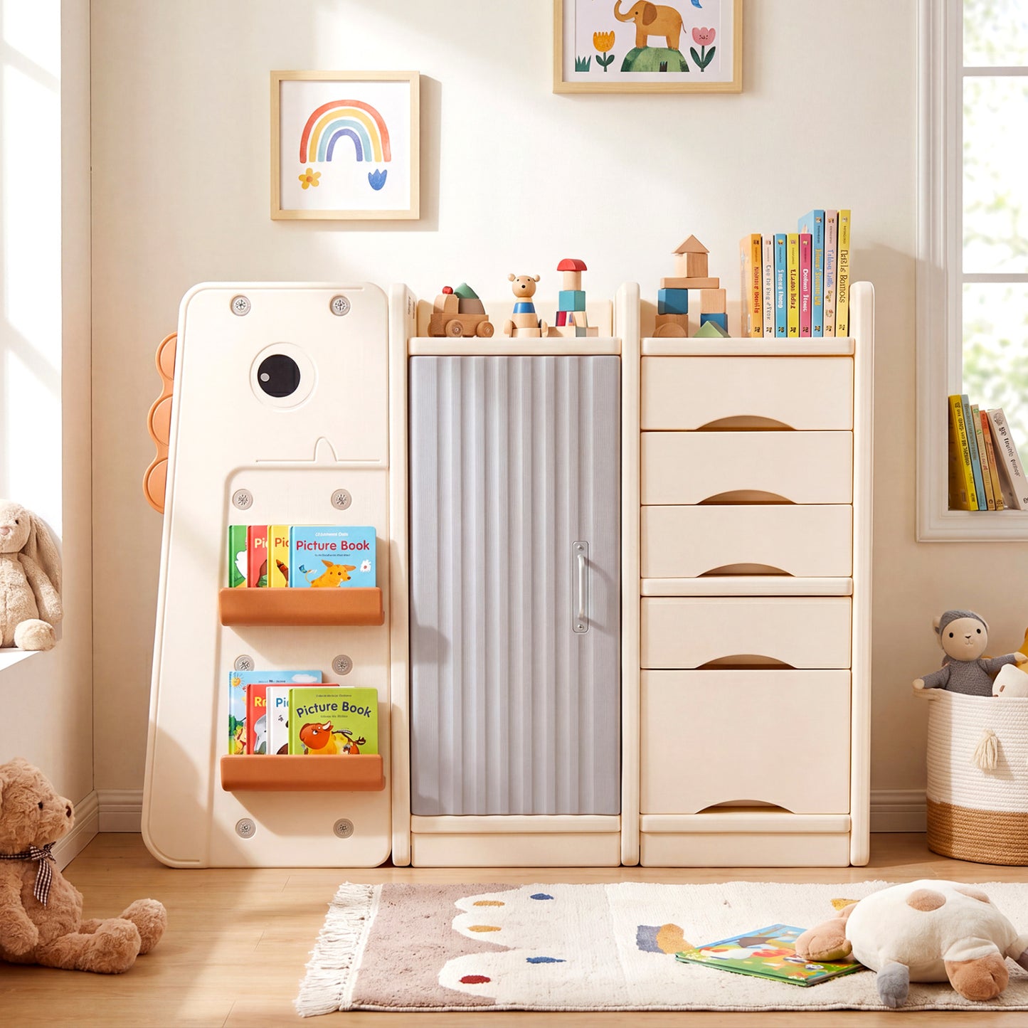 Kids Toy Storage Organizer, 5 Removable Bins, Beige Kids Storage at Gallery Canada