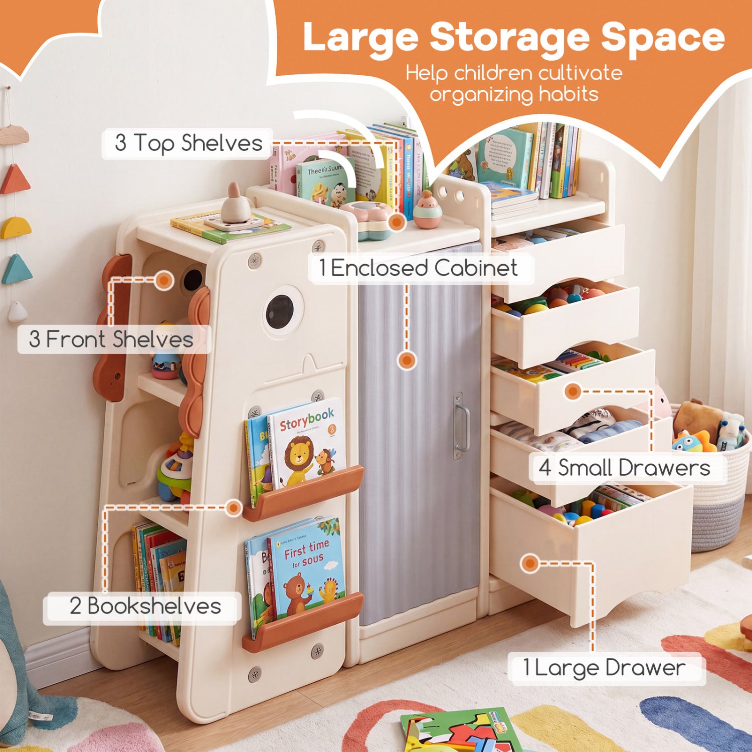 Kids Toy Storage Organizer, 5 Removable Bins, Beige Kids Storage at Gallery Canada