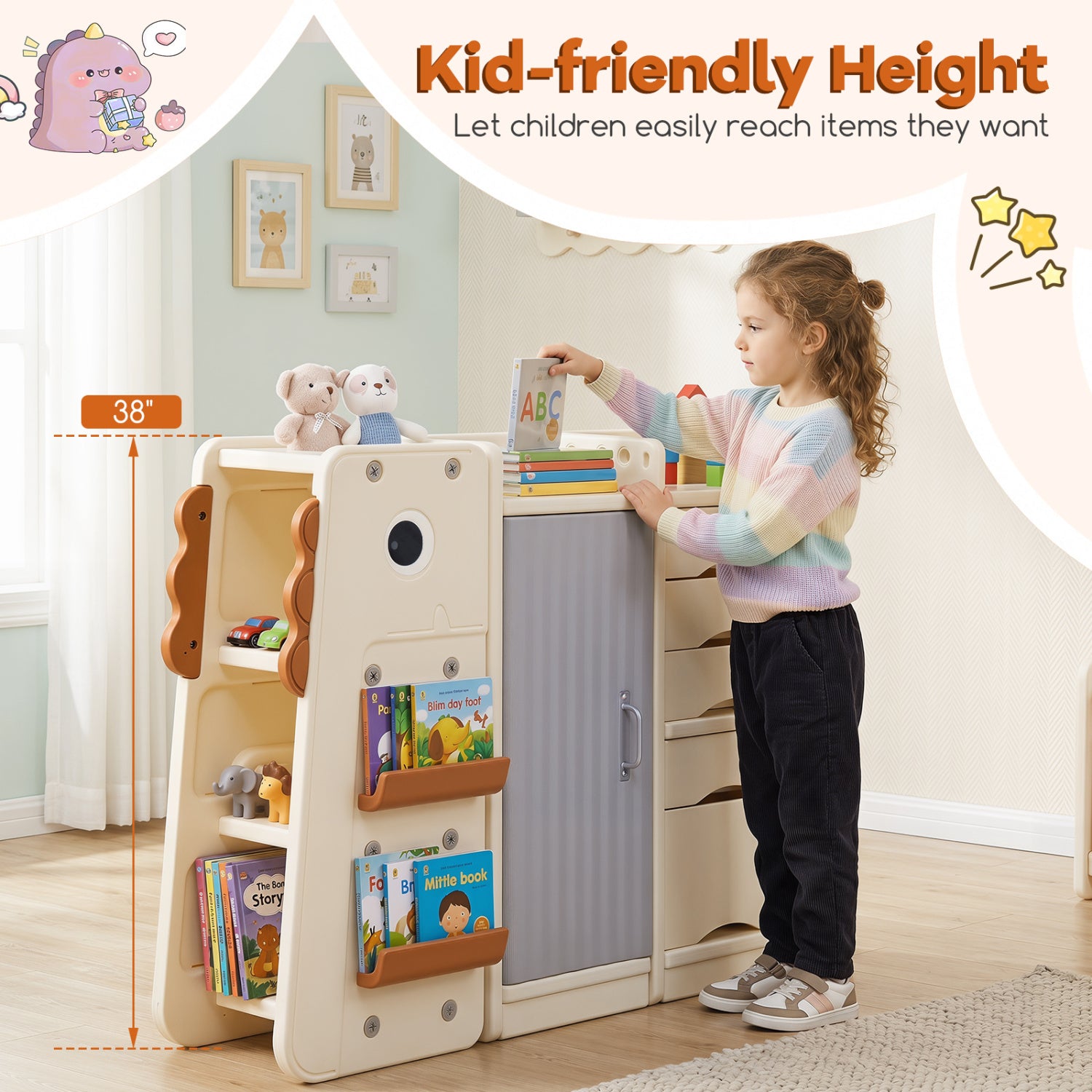 Kids Toy Storage Organizer, 5 Removable Bins, Beige Kids Storage at Gallery Canada