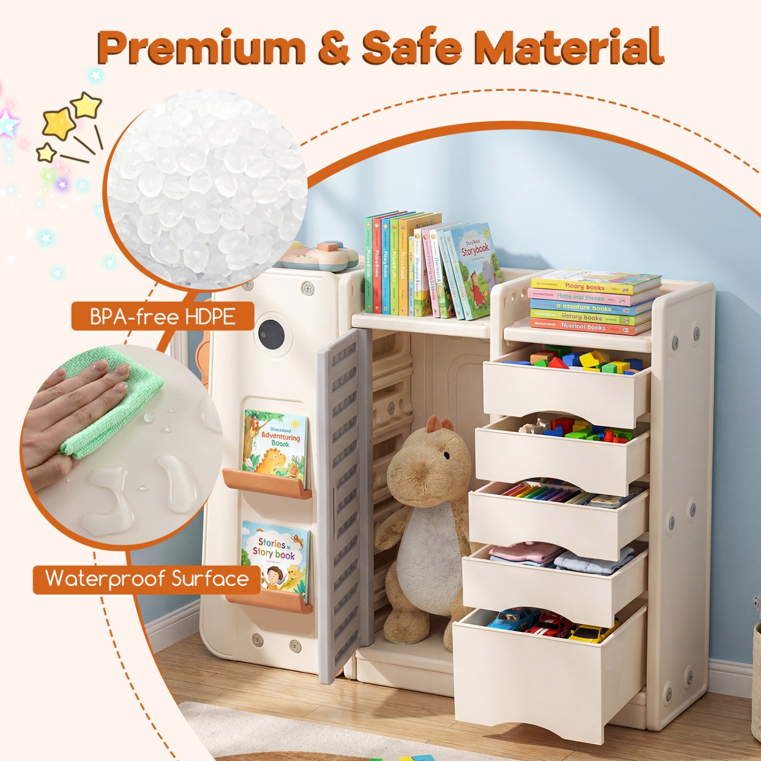 Kids Toy Storage Organizer, 5 Removable Bins, Beige Kids Storage at Gallery Canada