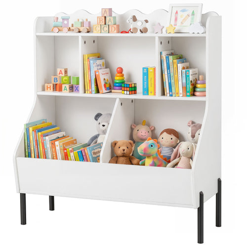 Kids Toy Storage Organizer, Wooden Montessori Bookshelf