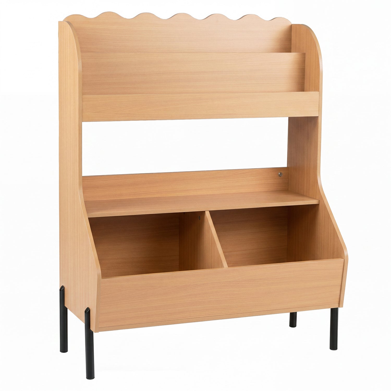 Wooden Montessori Bookshelf with 2 Storage Bins, Natural Kids Storage at Gallery Canada