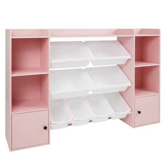 Kids Toy Storage and Bookshelf with Boxes and Open Shelves, Pink Kids Storage Pink at Gallery Canada