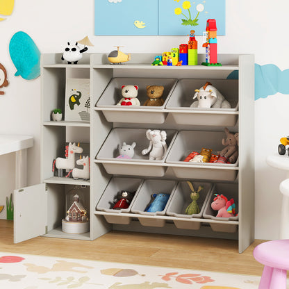 Kids Toy Storage Bookshelf, Open Shelves, Single-Door Cabinet, Gray Kids Storage at Gallery Canada