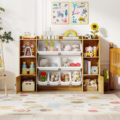 Kids Toy Storage and Bookshelf with Boxes and Open Shelves, Beige Kids Storage at Gallery Canada