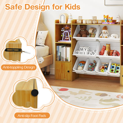 Kids Toy Storage and Bookshelf with Boxes and Open Shelves, Beige Kids Storage at Gallery Canada
