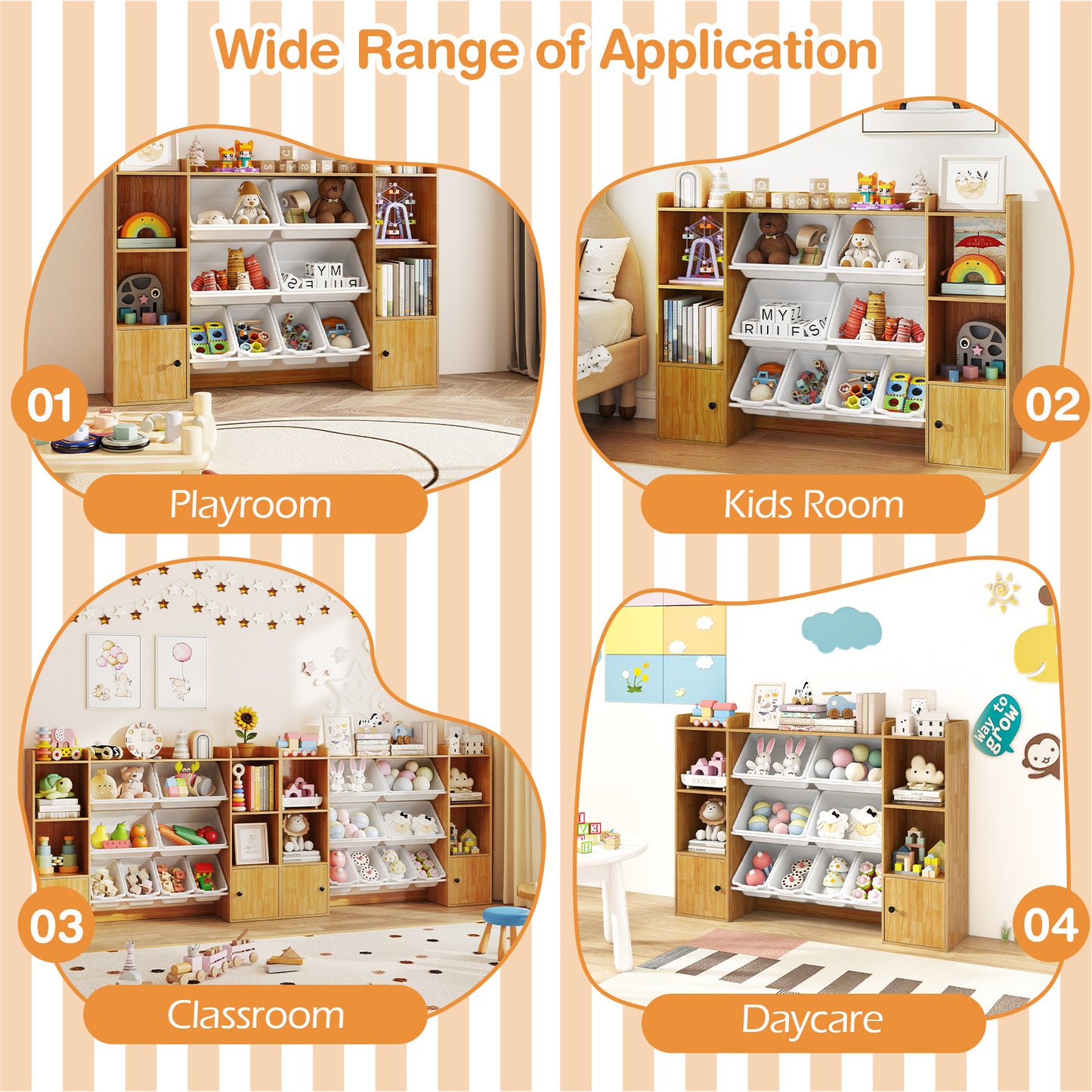 Kids Toy Storage and Bookshelf with Boxes and Open Shelves, Beige Kids Storage at Gallery Canada