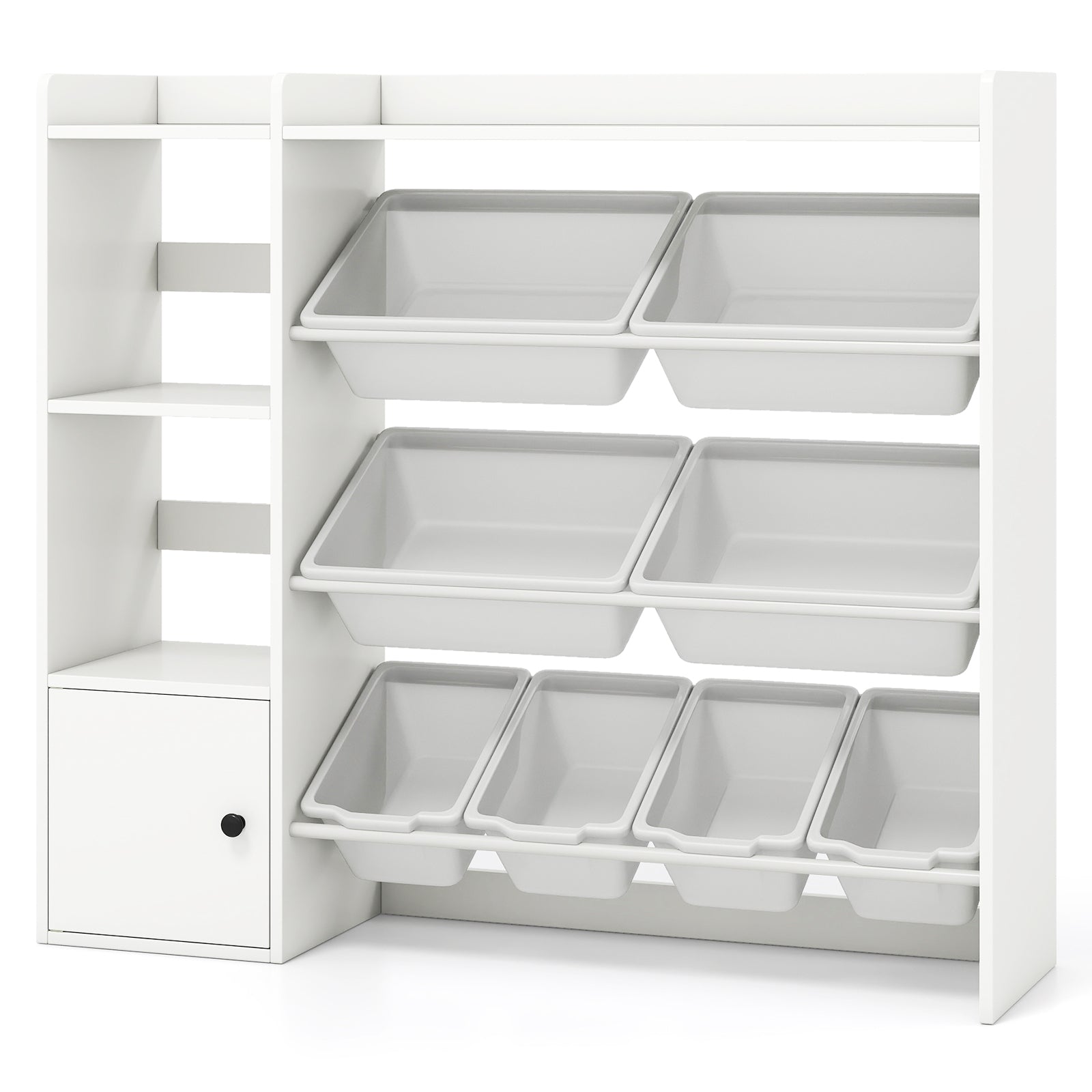 Kids Toy Storage and Bookshelf with Open Shelves and Single-door Cabinet, White Kids Storage at Gallery Canada