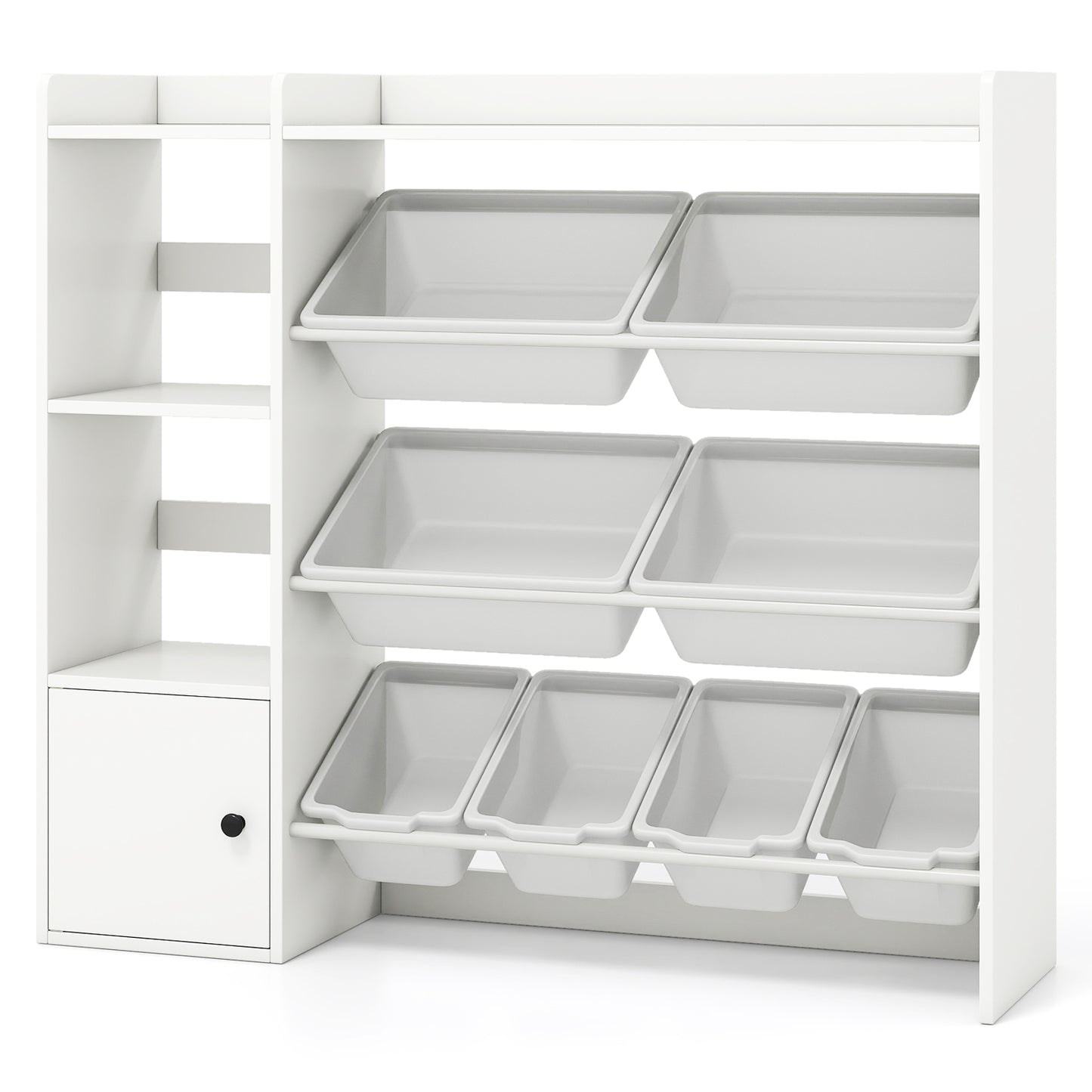 Kids Toy Storage and Bookshelf with Open Shelves and Single-door Cabinet, White Kids Storage at Gallery Canada