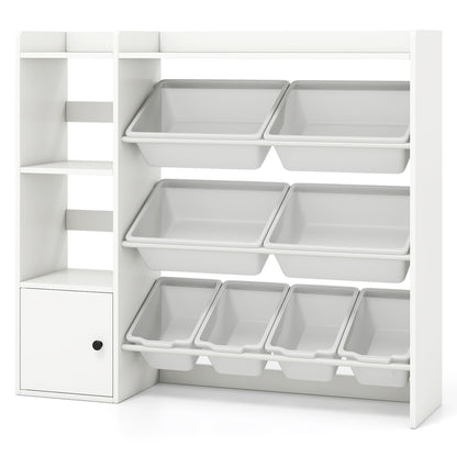 Kids Toy Storage and Bookshelf with Open Shelves and Single-door Cabinet, White Kids Storage at Gallery Canada