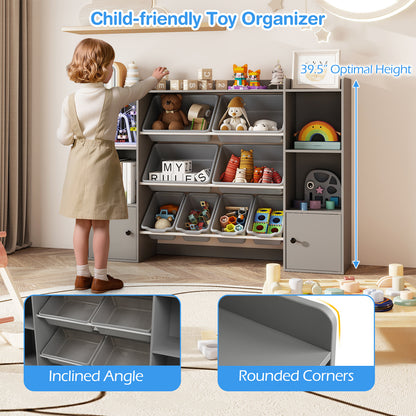 Kids Toy Storage and Bookshelf with Boxes and Open Shelves, Gray Kids Storage at Gallery Canada