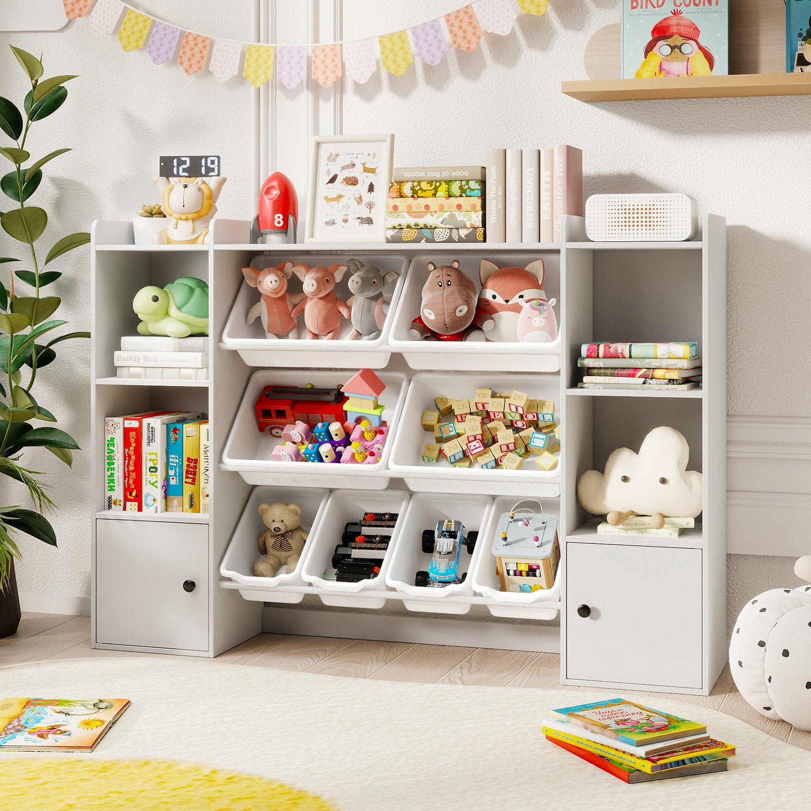 Kids Toy Storage and Bookshelf with Boxes and Open Shelves, White Kids Storage at Gallery Canada