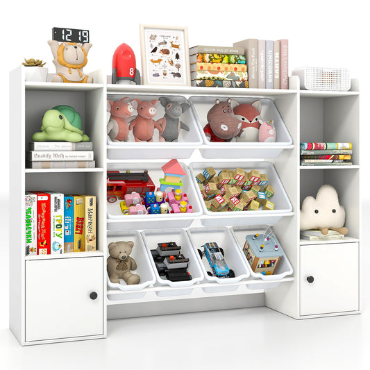 Kids Toy Storage and Bookshelf with Boxes and Open Shelves, White Kids Storage White at Gallery Canada