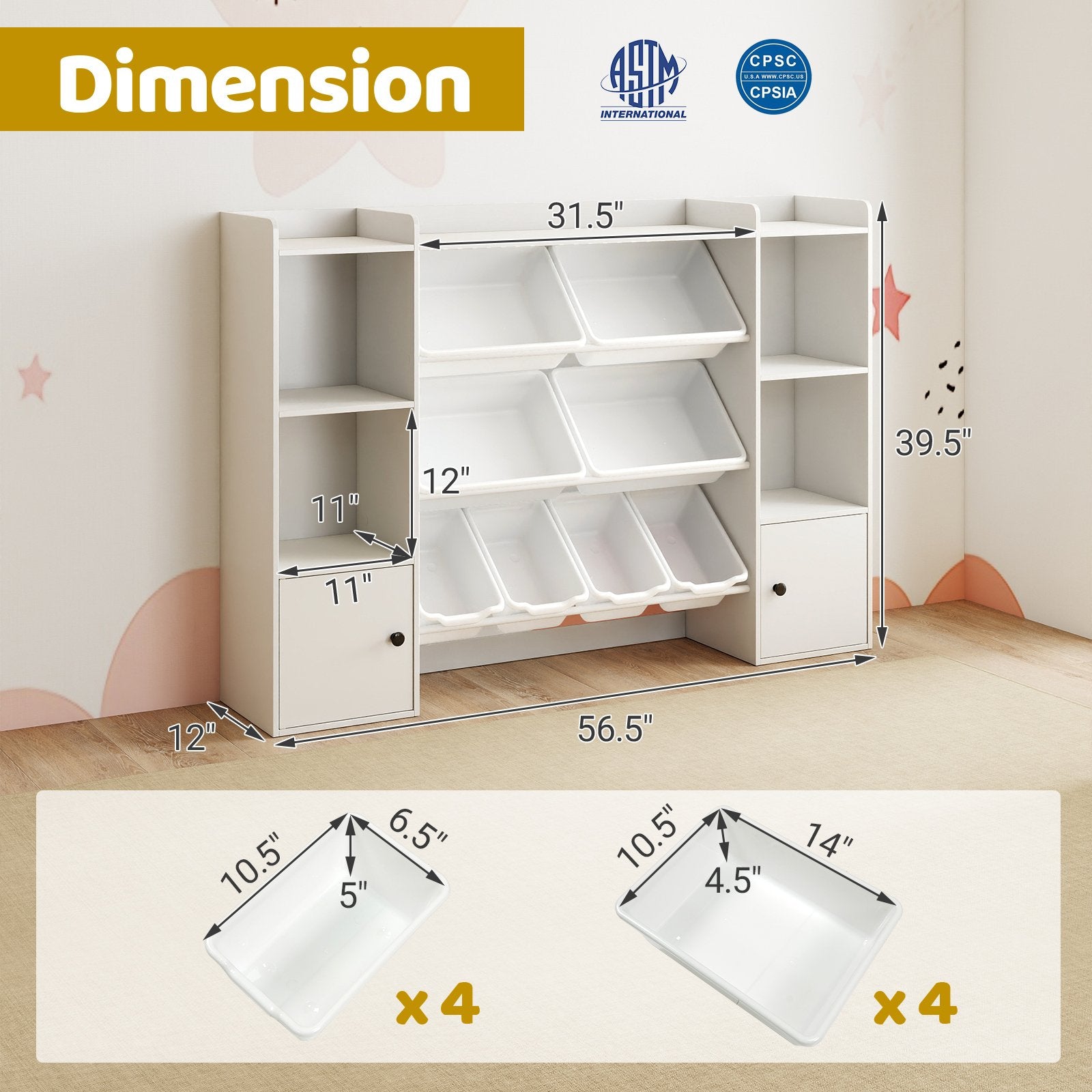 Kids Toy Storage and Bookshelf with Boxes and Open Shelves, White Kids Storage at Gallery Canada