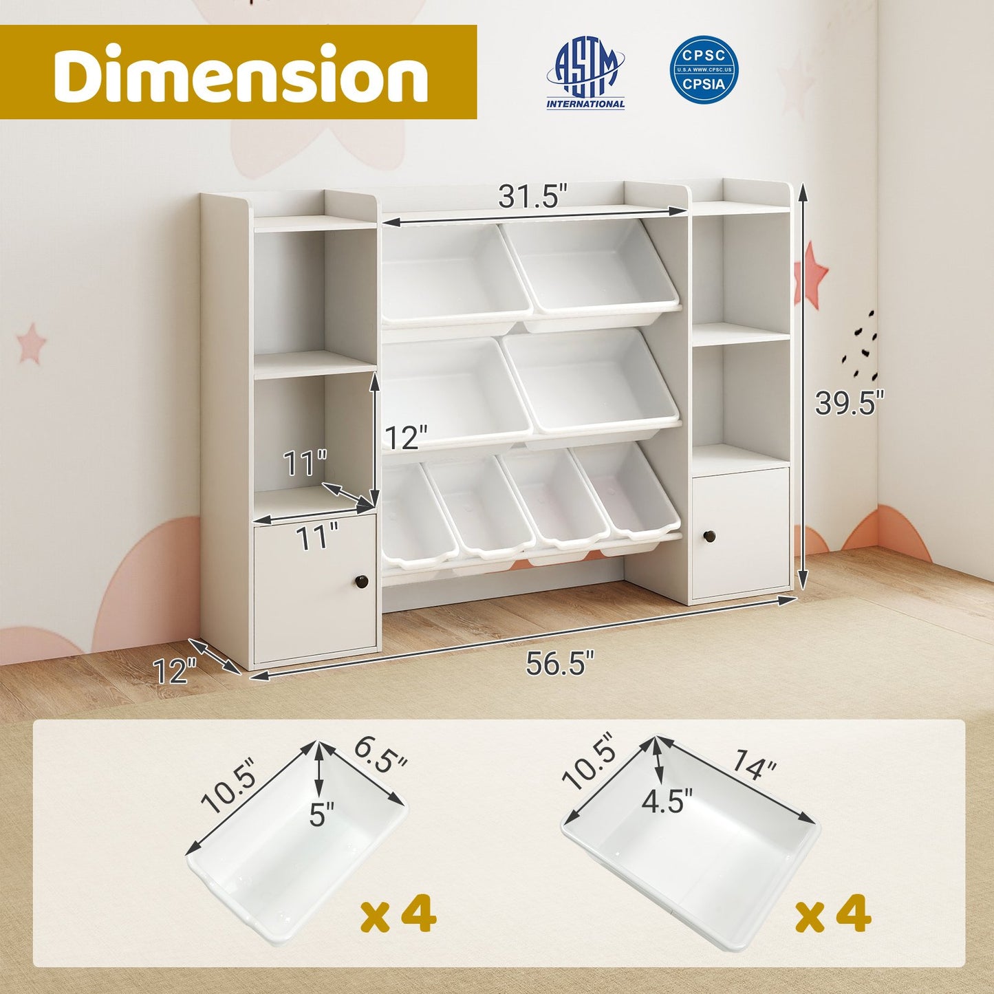 Kids Toy Storage and Bookshelf with Boxes and Open Shelves, White Kids Storage at Gallery Canada