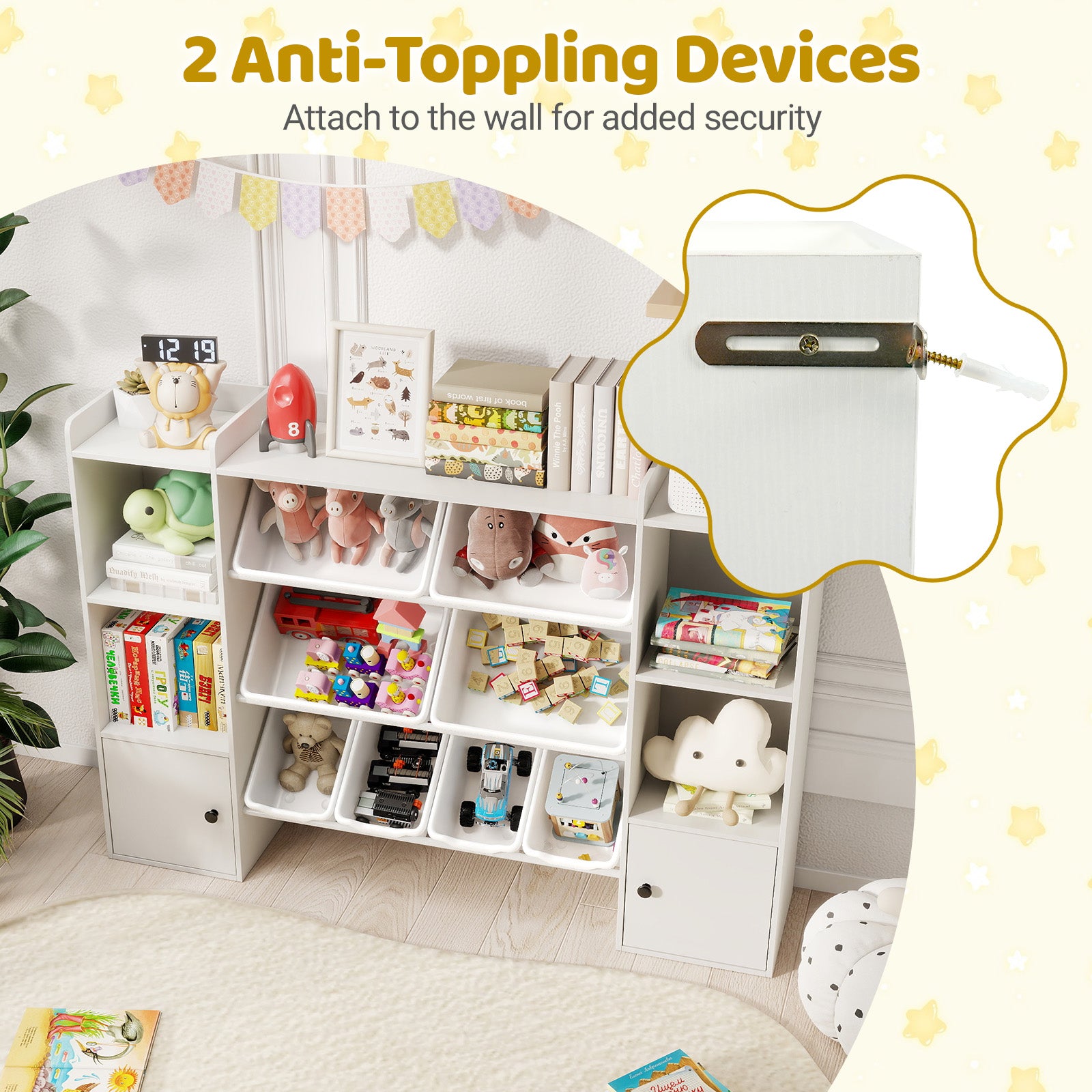 Kids Toy Storage and Bookshelf with Boxes and Open Shelves, White Kids Storage at Gallery Canada