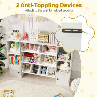 Kids Toy Storage and Bookshelf with Boxes and Open Shelves, White Kids Storage at Gallery Canada
