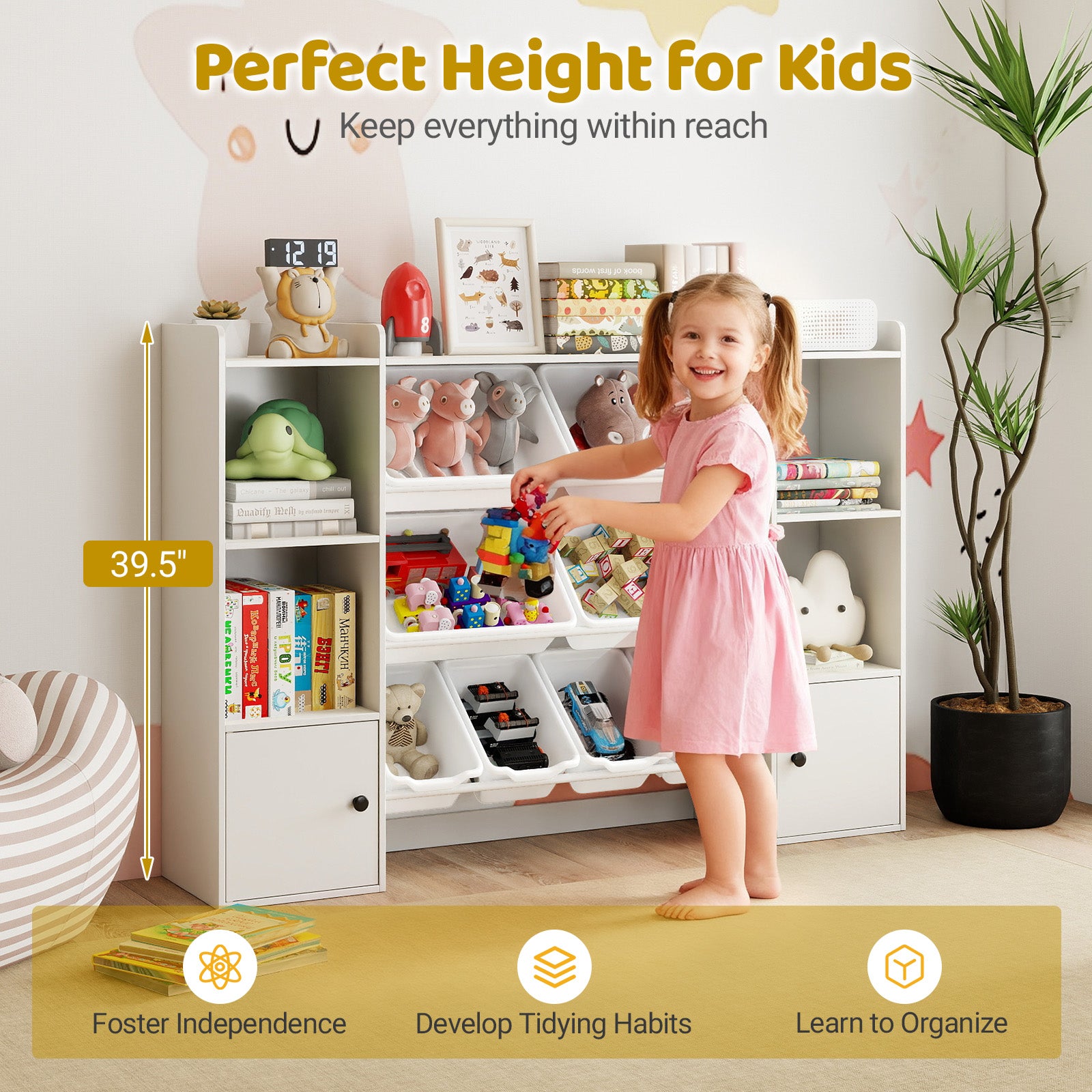 Kids Toy Storage and Bookshelf with Boxes and Open Shelves, White Kids Storage at Gallery Canada