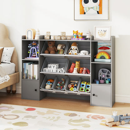 Kids Toy Storage and Bookshelf with Boxes and Open Shelves, Gray Kids Storage at Gallery Canada
