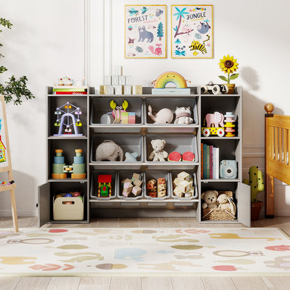 Kids Toy Storage and Bookshelf with Boxes and Open Shelves, Gray Kids Storage at Gallery Canada