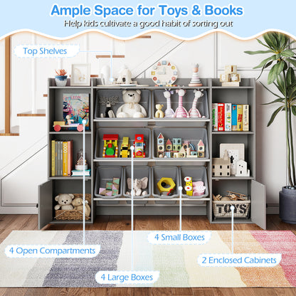 Kids Toy Storage and Bookshelf with Boxes and Open Shelves, Gray Kids Storage at Gallery Canada