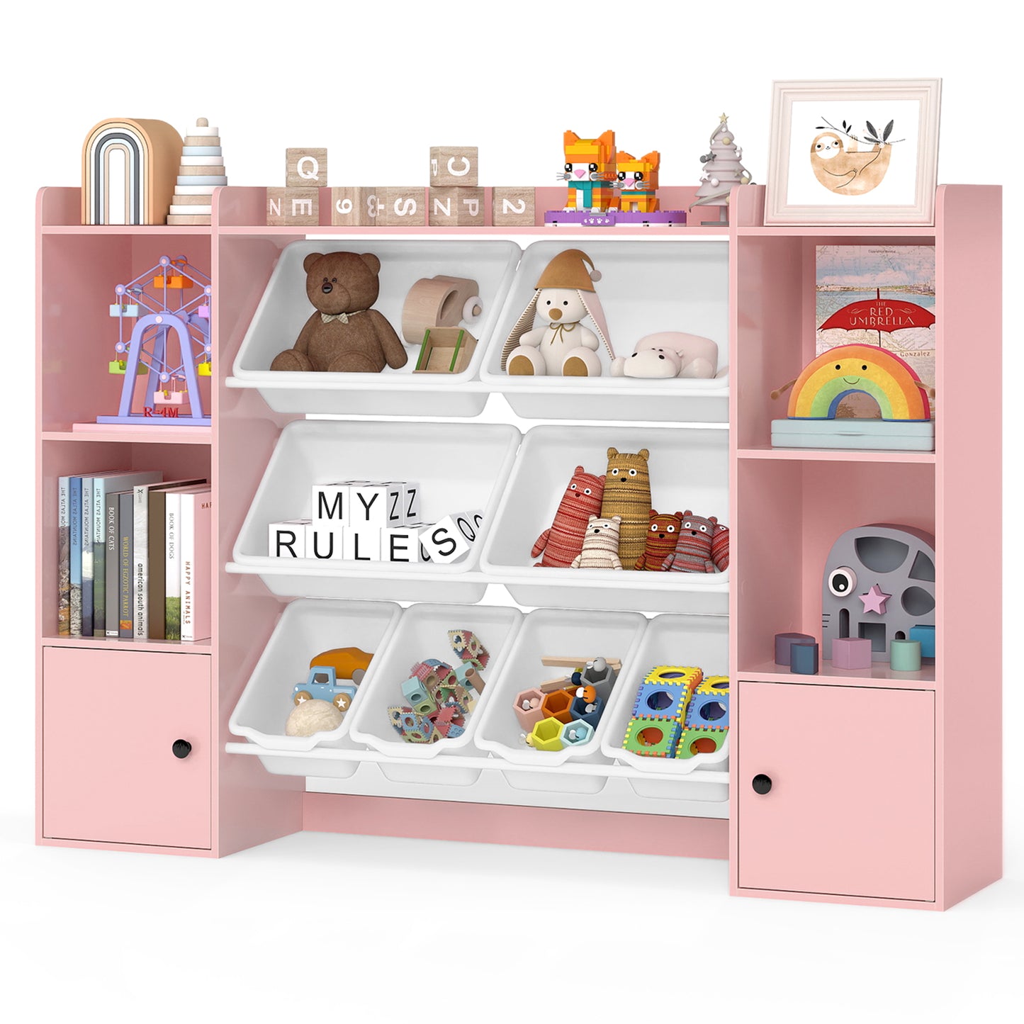Kids Toy Storage Bookshelf With Boxes, Pink Kids Storage at Gallery Canada