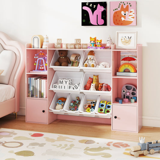 Kids Toy Storage Bookshelf With Boxes, Pink