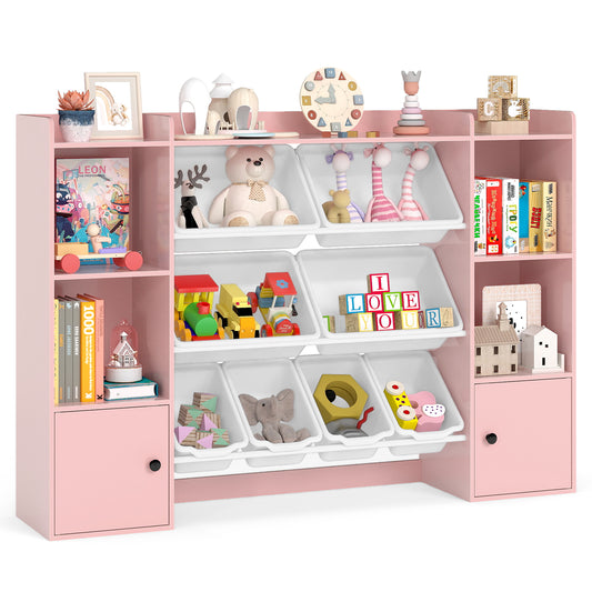 Kids Toy Storage Bookshelf With Boxes, Pink