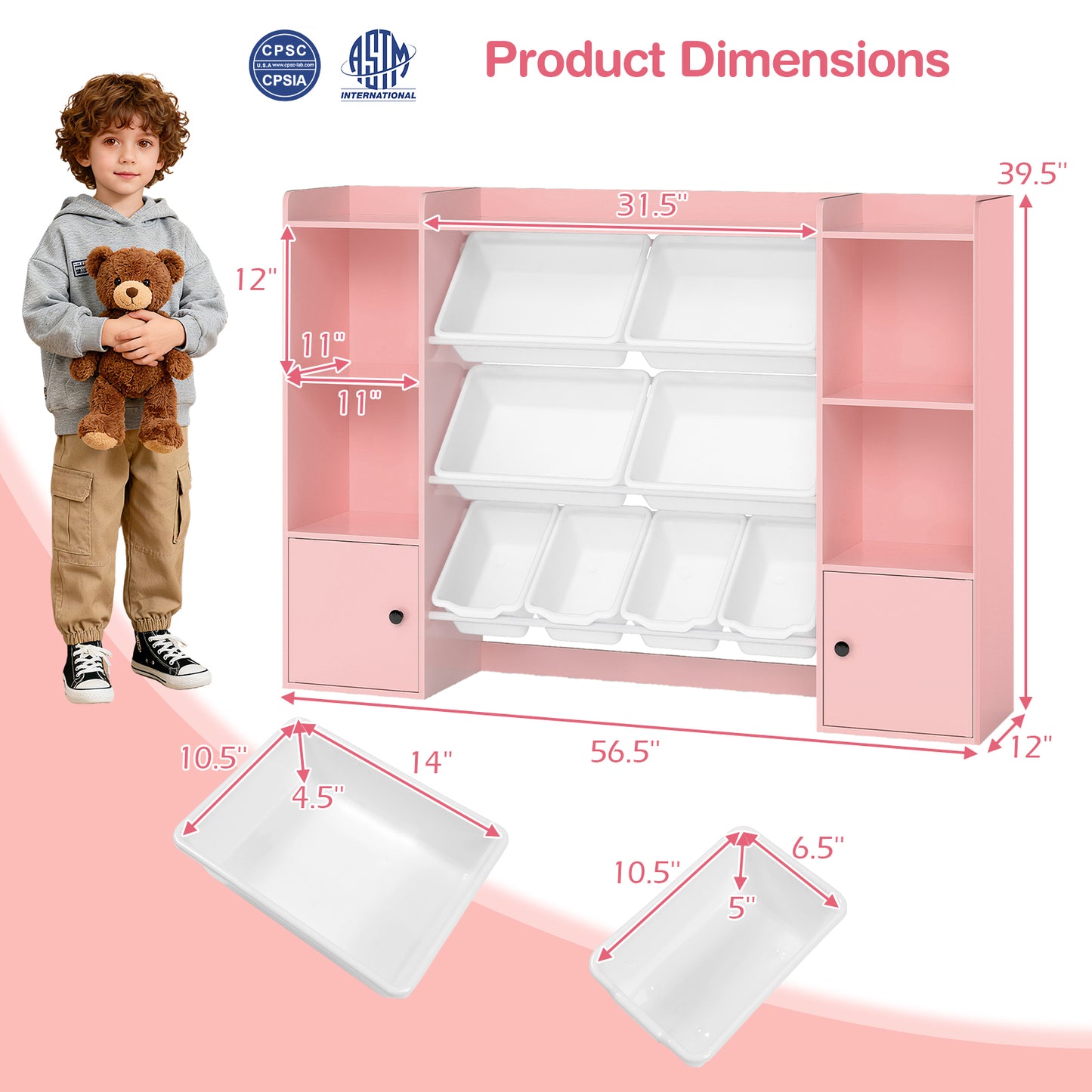 Kids Toy Storage Bookshelf With Boxes, Pink Kids Storage at Gallery Canada
