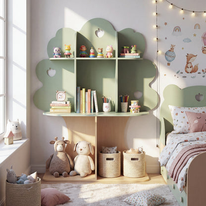 Kids Tree Bookshelf, 45" Tall, Freestanding Bookcase, Green Kids Storage at Gallery Canada