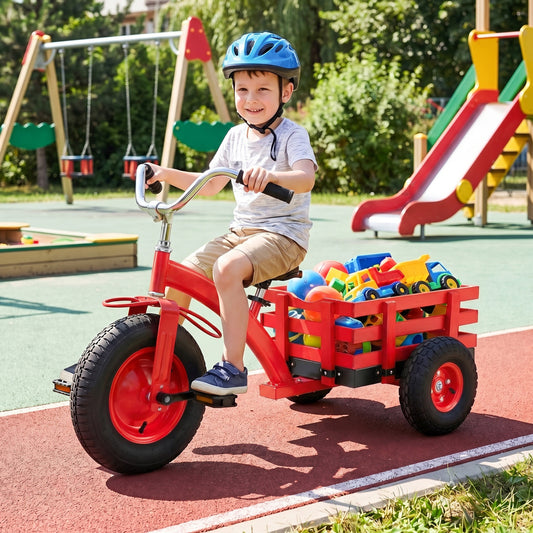Kids Tricycle with 15 Inch Inflatable Rubber Tires, Red Kids Bike Red at Gallery Canada